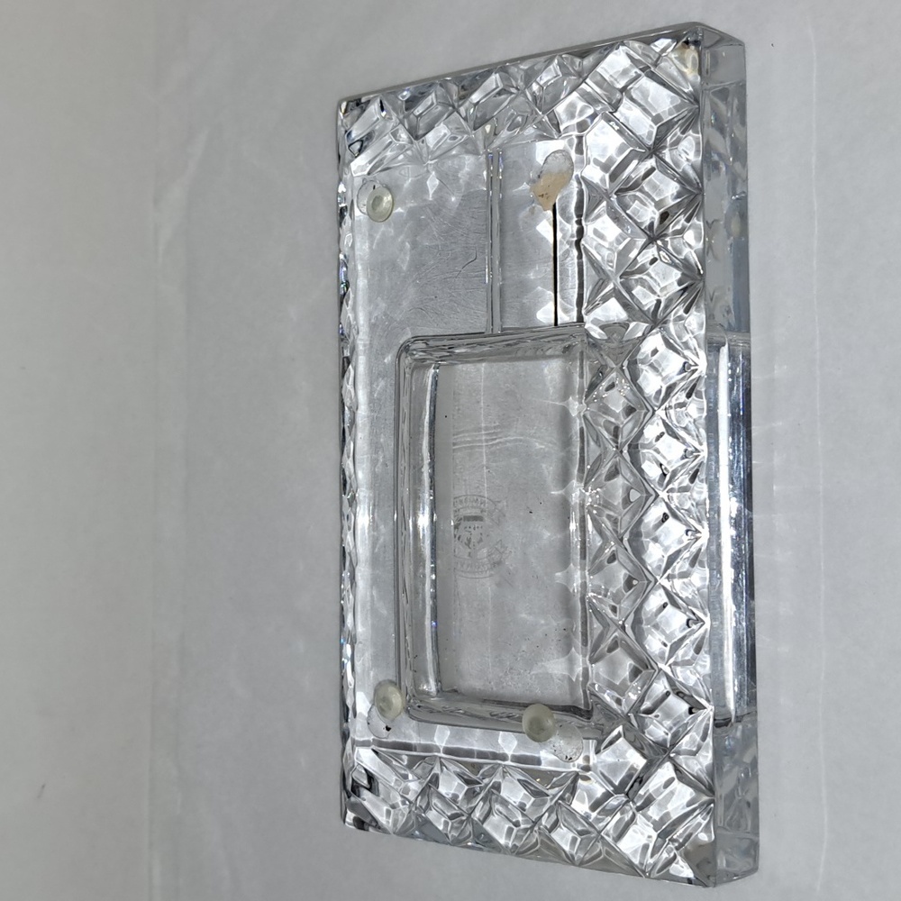 DIAMOND CROWN heavy Cut Glass Crystal Cigar Ashtray